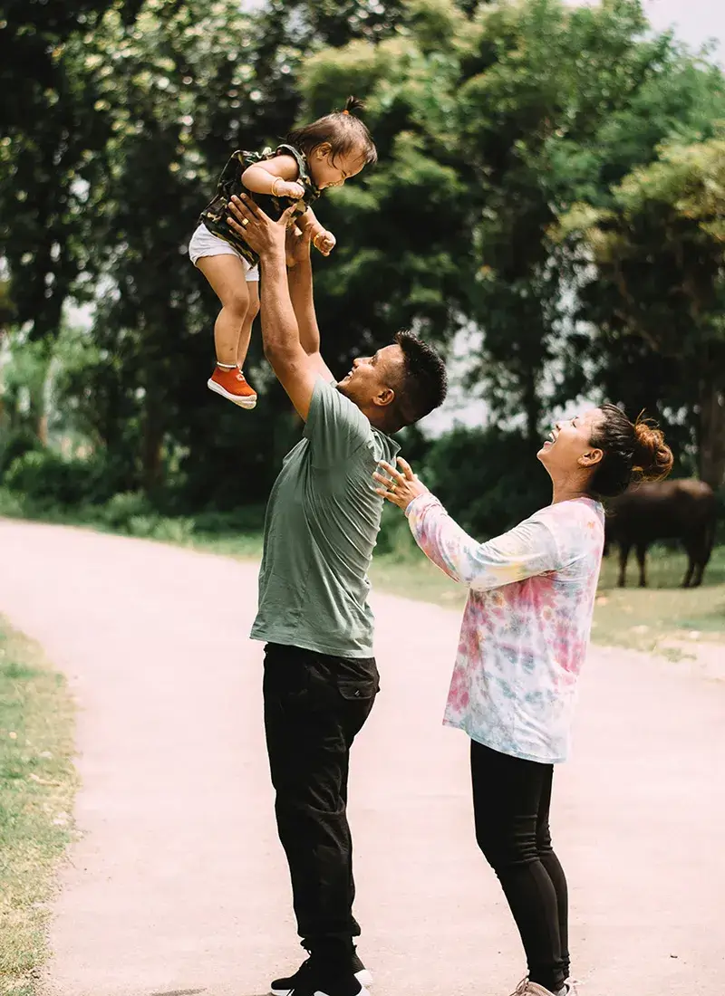 Family on walking trail