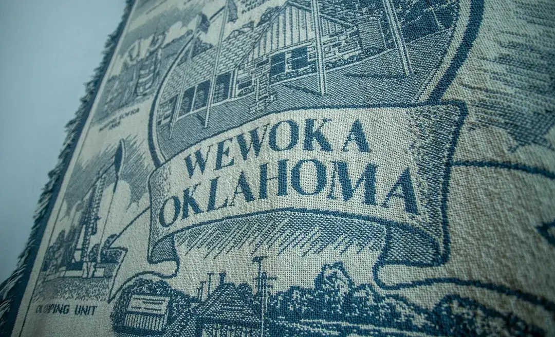 Wewoka Oklahoma woven into blanket