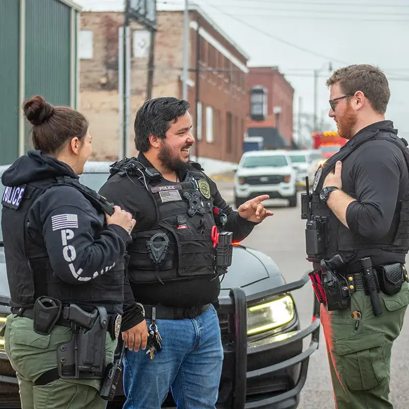 Officers talking in a group
