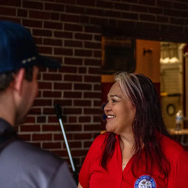 City manager talking to residents